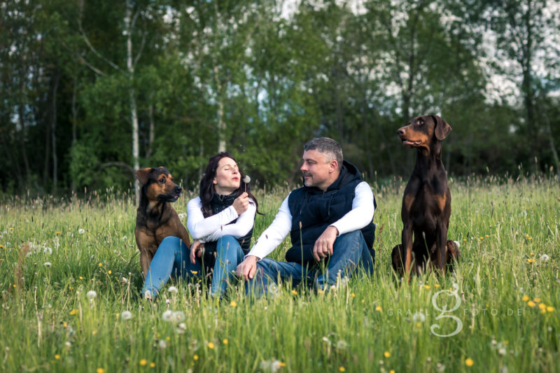 Grahlfoto.de Familienshooting Pärchenshooting mit Hunden draußen outdoor mit Cordula Maria Grahl Ausflug mit Fotos